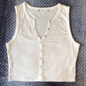 Ribbed Button up Crop Tank